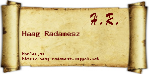 Haag Radamesz névjegykártya